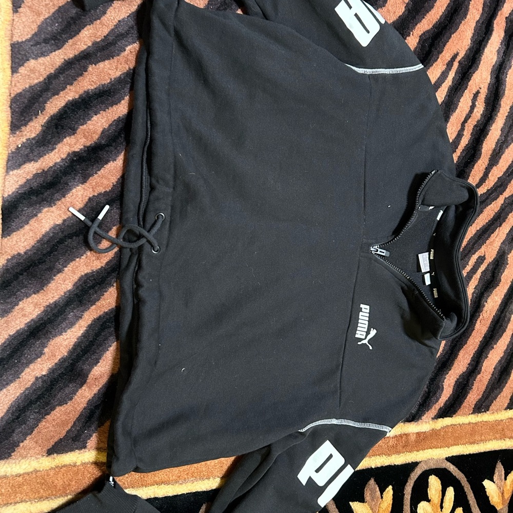 Puma Black Zip-Up Cropped Top